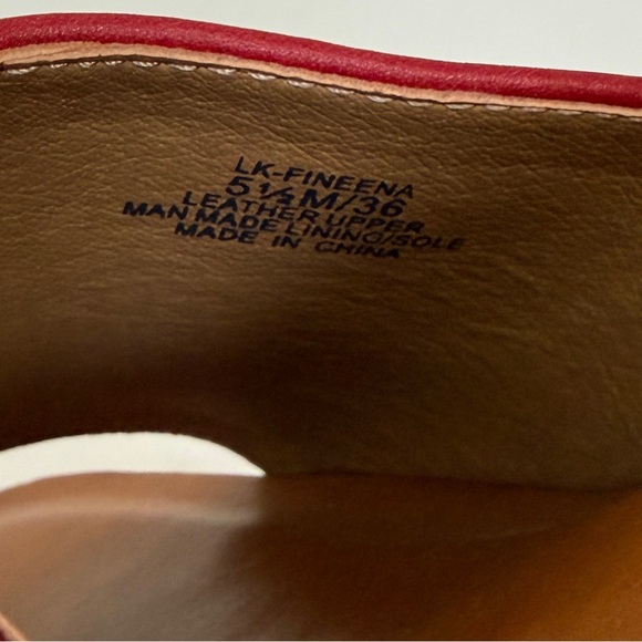 Lucky Brand Red Leather Studded Clog Slide Sandals Womens 5.5 / EU 36 Wood Heel - Picture 8 of 8